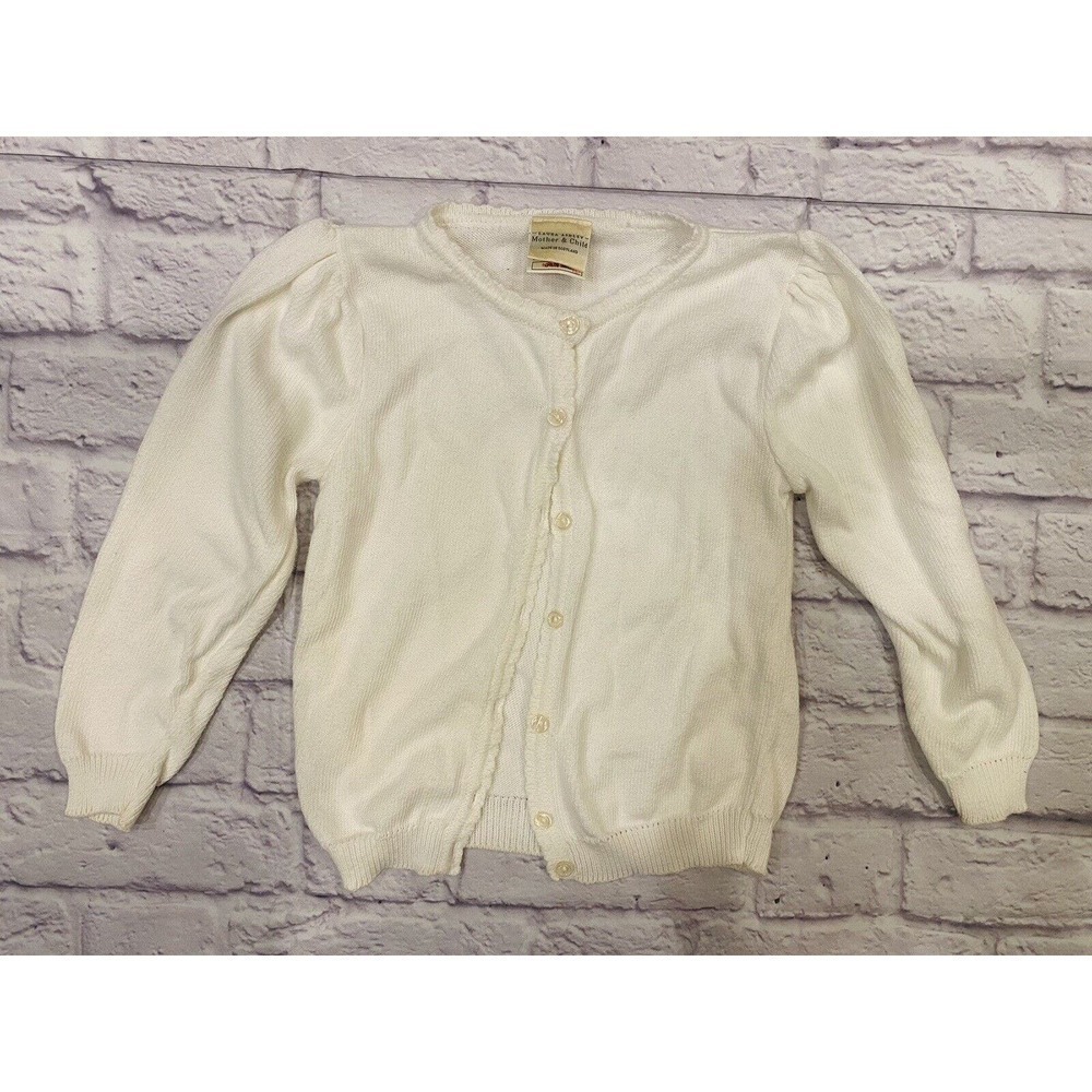 Laura Ashley Mother Child Ivory Cream Cardigan Girl’s Small Button Front Classic